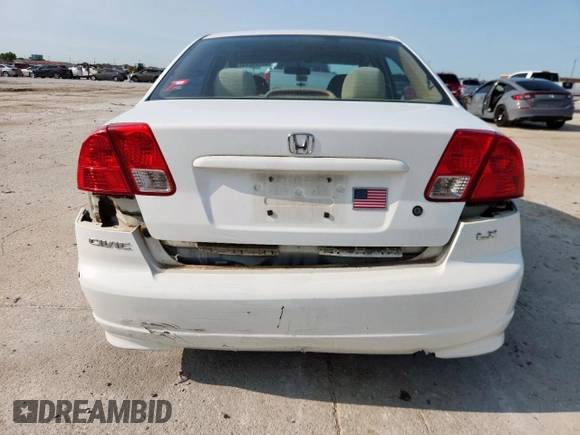 2004 Honda Civic LX z VIN 2HGES16594H639327, wystawiony jako Copart lot #59175775 z przebiegiem 151 172 mil mil oraz Szkoda całkowita • Salvage title. Historia ofert i sprzedaży dostępna na DreamBid. Obrazek 6.