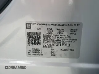 2020 GMC Terrain SLE with VIN 3GKALMEV2LL310119, listed as a Copart auction lot 49247265 with 77,114 mi miles and Salvage Title. Bid and sale history available at DreamBid. Image 13.