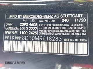 2021 Mercedes-Benz C 300 z VIN W1KWF8DB0MR618283, wystawiony jako IAAI lot #42084388 z przebiegiem 66 565 mil mil oraz . Historia ofert i sprzedaży dostępna na DreamBid. Obrazek 9.