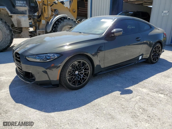 2023 BMW M4 Competition with VIN WBS33AZ03PCL59731, listed as a Copart auction lot 73657924 with 7,622 mi miles and Salvage Title. Bid and sale history available at carsss.com. Image 1.