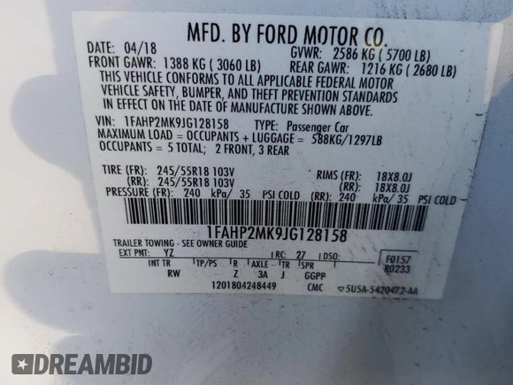 2018 Ford Police Interceptor with VIN 1FAHP2MK9JG128158, listed as a Copart auction lot 82578064 with 105,461 mi miles and Salvage title. Bid and sale history available at DreamBid. Image 13.