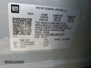 2024 GMC Sierra 1500 with VIN 1GT401EL3RU401137, listed as a Copart auction lot 82851714 with 5,005 mi miles and Salvage Title. Bid and sale history available at DreamBid. Image 12.