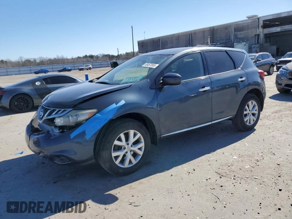 2013 Nissan Murano SV with VIN JN8AZ1MW1DW308834, listed as a Copart auction lot 46467555 with 151,686 mi miles and Salvage Title. Bid and sale history available at carsss.com. Image 1.