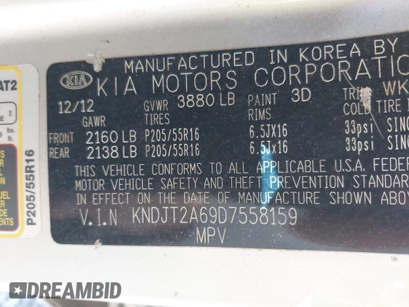 2013 Kia Soul + z VIN KNDJT2A69D7558159, wystawiony jako IAAI lot #41978478 z przebiegiem 223 717 mil mil oraz . Historia ofert i sprzedaży dostępna na DreamBid. Obrazek 9.