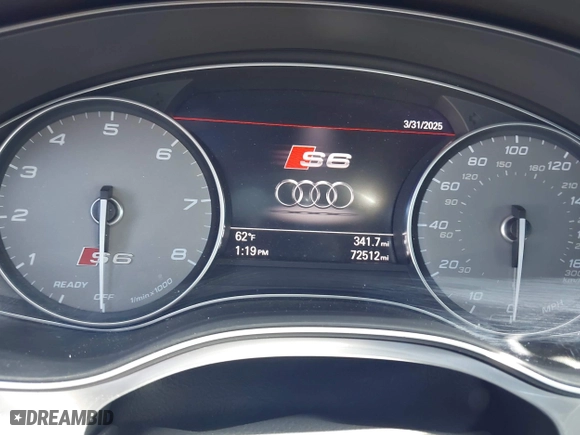 2016 Audi S6 Prestige with VIN WAUH2AFC6GN130251, listed as a IAAI auction lot 41912382 with 72,512 mi miles. Bid and sale history available at carsss.com. Image 7.
