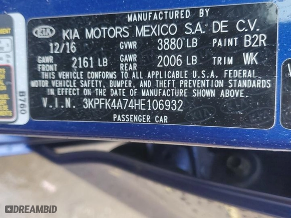 2017 Kia Forte LX with VIN 3KPFK4A74HE106932, listed as a Copart auction lot 44779035 with 49,792 mi miles and Salvage Title. Bid and sale history available at carsss.com. Image 15.