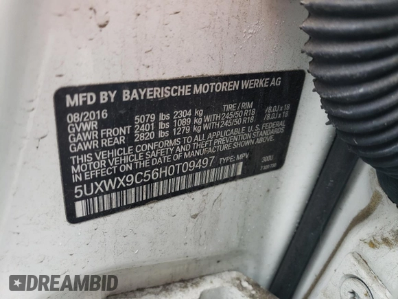 2017 BMW X3 xDrive28i with VIN 5UXWX9C56H0T09497, listed as a Copart auction lot 48904575 with 110,950 mi miles and Salvage Title. Bid and sale history available at DreamBid. Image 13.