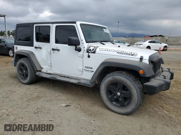 2018 Jeep Wrangler JK Unlimited Sport S with VIN 1C4HJWDG5JL864679, listed as a Copart auction lot 76408744 with 77,728 mi miles and Salvage Title. Bid and sale history available at carsss.com. Image 4.