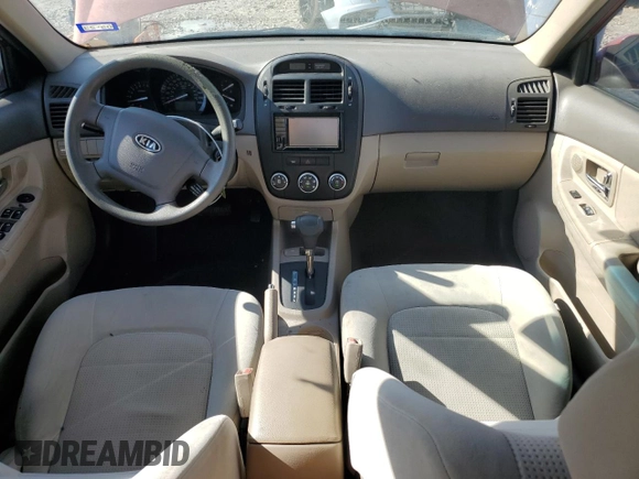 2009 Kia Spectra EX with VIN KNAFE221595630820, listed as a Copart auction lot 72431004 with 136,469 mi miles and Salvage Title. Bid and sale history available at carsss.com. Image 8.