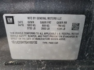2016 Chevrolet Sonic LT with VIN 1G1JC5SH7G4165132, listed as a Copart auction lot 55702005 with 222,649 mi miles and Clean title. Bid and sale history available at DreamBid. Image 12.