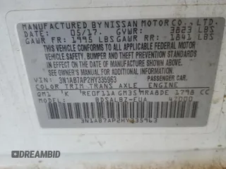 2017 Nissan Sentra S with VIN 3N1AB7AP2HY335963, listed as a Copart auction lot 52552185 with 75,119 mi miles and Salvage Title. Bid and sale history available at DreamBid. Image 14.