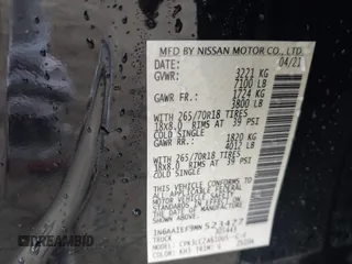 2021 Nissan Titan SV z VIN 1N6AA1EF9MN523477, wystawiony jako IAAI lot #41536972 z przebiegiem 47 917 mil mil oraz . Historia ofert i sprzedaży dostępna na DreamBid. Obrazek 9.