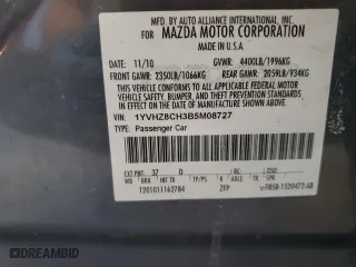 2011 Mazda Mazda6 i Touring with VIN 1YVHZ8CH3B5M08727, listed as a Copart auction lot 47485175 with 216,444 mi miles and Salvage Title. Bid and sale history available at carsss.com. Image 14.