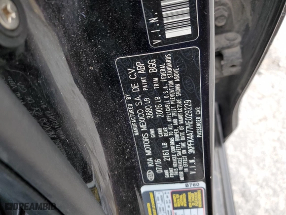 2017 Kia Forte LX with VIN 3KPFK4A77HE029229, listed as a Copart auction lot 50336145 with 96,976 mi miles and Salvage Title. Bid and sale history available at carsss.com. Image 14.