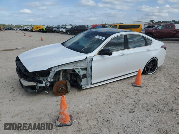 2018 Genesis G80 3.3T Sport with VIN KMHGN4JB3JU229172, listed as a Copart auction lot 79942754 with 106,202 mi miles and Salvage Title. Bid and sale history available at carsss.com. Image 1.