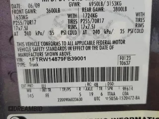 2009 Ford F-150 XL with VIN 1FTRW14879FB39001, listed as a Copart auction lot 53269955 with 123,871 mi miles and Clean Title. Bid and sale history available at carsss.com. Image 12.
