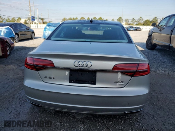 2017 Audi A8 Sport with VIN WAU43AFD0HN002058, listed as a Copart auction lot 53180585 with 95,436 mi miles and Salvage title. Bid and sale history available at DreamBid. Image 6.