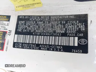 2011 Toyota Camry LE z VIN 4T1BF3EK8BU728563, wystawiony jako IAAI lot #41783543 z przebiegiem 294 062 mil mil oraz . Historia ofert i sprzedaży dostępna na DreamBid. Obrazek 9.