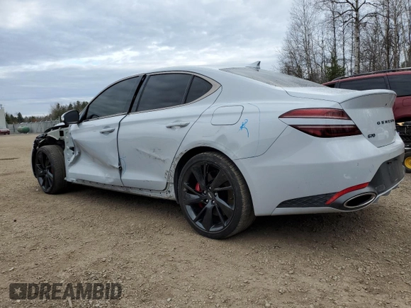 2023 Genesis G70 3.3T with VIN KMTG54TEXPU114395, listed as a Copart auction lot 81237134 with 27,207 mi miles and Salvage Title. Bid and sale history available at DreamBid. Image 2.