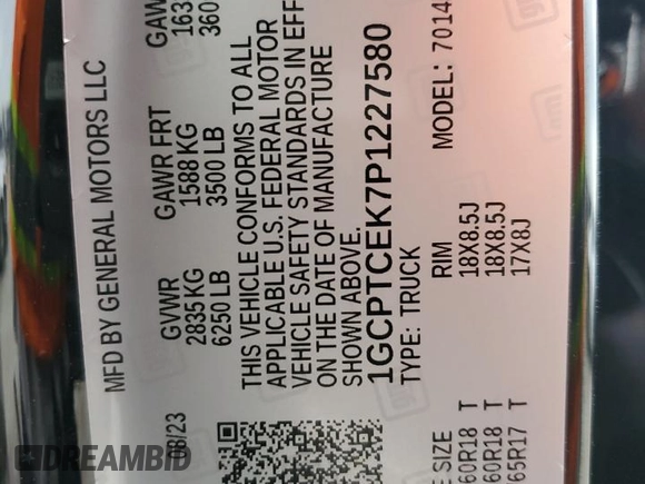 2023 Chevrolet Colorado 4WD LT z VIN 1GCPTCEK7P1227580, wystawiony jako Copart lot #78911734 z przebiegiem 14 165 mil mil oraz Szkody całkowita. Historia ofert i sprzedaży dostępna na DreamBid. Obrazek 12.