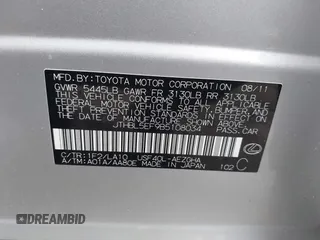 2011 Lexus LS 460 with VIN JTHBL5EF9B5108034, listed as a IAAI auction lot 40823390 with Not provided miles and . Bid and sale history available at DreamBid. Image 9.
