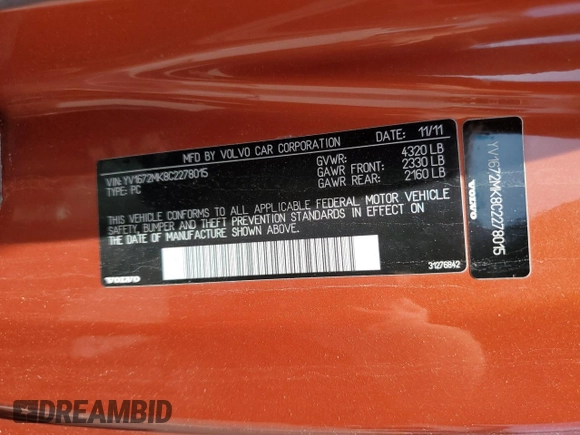 2012 Volvo C30 z VIN YV1672MK8C2278015, wystawiony jako Copart lot #58327835 z przebiegiem Nie podano mil oraz Tytuł czysty. Historia ofert i sprzedaży dostępna na DreamBid. Obrazek 13.