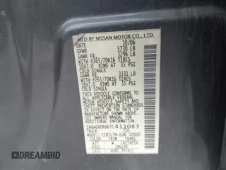 2007 Nissan Frontier SE z VIN 1N6AD09U67C411083, wystawiony jako IAAI lot #41691251 z przebiegiem 186 495 mil mil oraz . Historia ofert i sprzedaży dostępna na DreamBid. Obrazek 9.