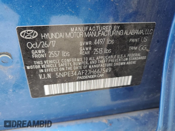 2018 Hyundai Sonata SEL with VIN 5NPE34AF2JH667549, listed as a Copart auction lot 47701715 with 83,592 mi miles and Salvage Title. Bid and sale history available at carsss.com. Image 14.