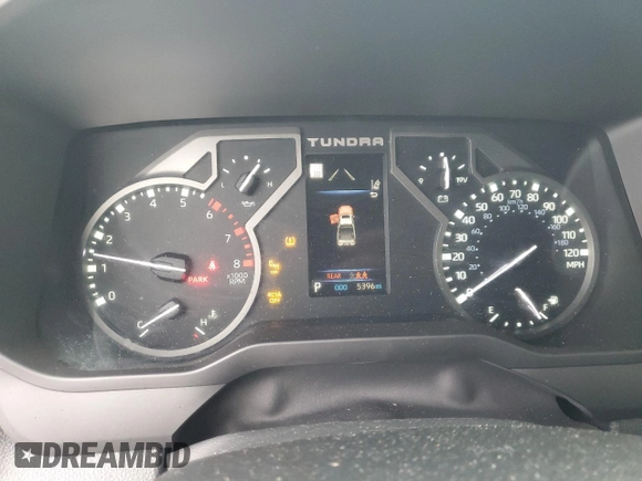 2023 Toyota Tundra 2WD SR5 with VIN 5TFLA5AB8PX028654, listed as a Copart auction lot 41927755 with 5,396 mi miles and Salvage Title. Bid and sale history available at carsss.com. Image 9.