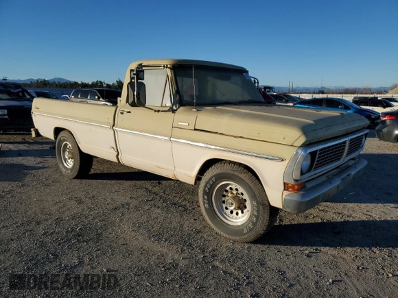 1970 Ford F-250 z VIN F25YRG91538, wystawiony jako Copart lot #87632065 z przebiegiem 38 811 mil mil oraz Czysty tytuł • Clean title. Historia ofert i sprzedaży dostępna na DreamBid. Obrazek 4.