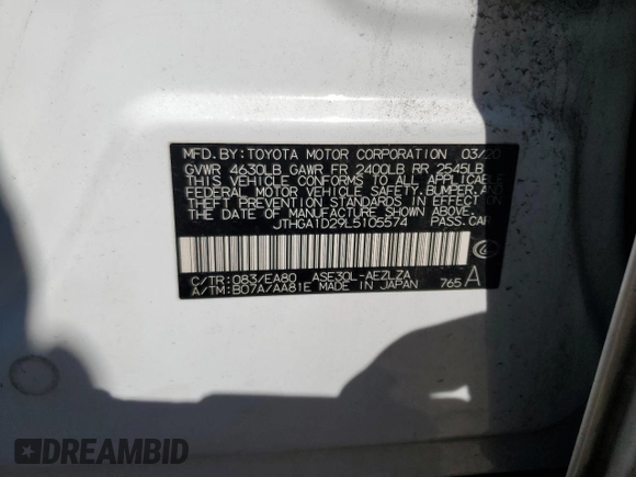 2020 Lexus IS 300 F Sport z VIN JTHGA1D29L5105574, wystawiony jako Copart lot #45954355 z przebiegiem 99 602 mil mil oraz Szkoda całkowita • Salvage title. Historia ofert i sprzedaży dostępna na DreamBid. Obrazek 12.