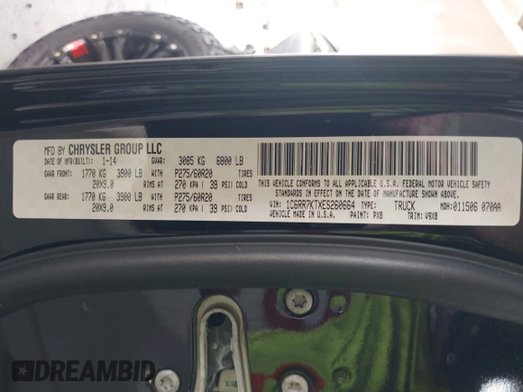 2014 Ram 1500 Express with VIN 1C6RR7KTXES260664, listed as a IAAI auction lot 42417961 with 142,914 mi miles and . Bid and sale history available at DreamBid. Image 9.