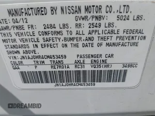 2012 Infiniti EX Journey with VIN JN1AJ0HR4CM453459, listed as a IAAI auction lot 42590149 with 130,189 mi miles and . Bid and sale history available at DreamBid. Image 9.