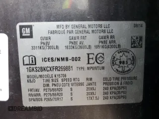 2015 GMC Yukon SLT z VIN 1GKS2BKCXFR269881, wystawiony jako Copart lot #57678175 z przebiegiem 256 703 mil mil oraz Czysty tytuł • Clean title. Historia ofert i sprzedaży dostępna na DreamBid. Obrazek 13.