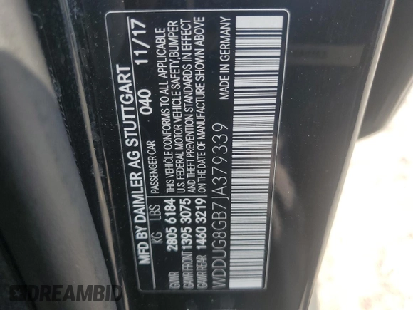 2018 Mercedes-Benz S 560 with VIN WDDUG8GB7JA379339, listed as a Copart auction lot 47757745 with 189,025 mi miles and Clean Title. Bid and sale history available at carsss.com. Image 12.