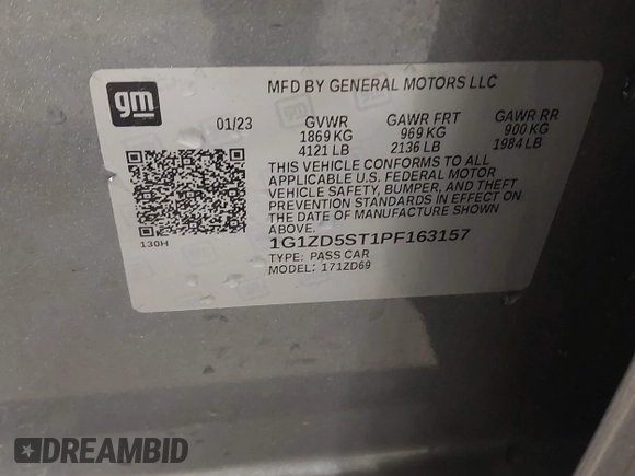 2023 Chevrolet Malibu LT with VIN 1G1ZD5ST1PF163157, listed as a IAAI auction lot 42202451 with 47,624 mi miles and . Bid and sale history available at DreamBid. Image 9.
