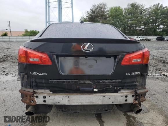 2007 Lexus IS 250 with VIN JTHBK262872039083, listed as a Copart auction lot 57882035 with 191,011 mi miles and Salvage title. Bid and sale history available at DreamBid. Image 6.