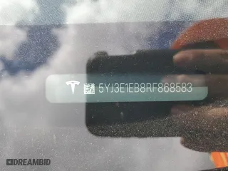 2024 Tesla Model 3 Long Range with VIN 5YJ3E1EB8RF868583, listed as a Copart auction lot 44813275 with 6,805 mi miles and Salvage Title. Bid and sale history available at carsss.com. Image 14.