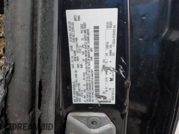 2014 Ford Escape SE with VIN 1FMCU9GX0EUC44297, listed as a Copart auction lot 43003935 with Not Provided miles and Non Repairable. Bid and sale history available at DreamBid. Image 12.