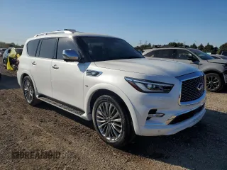2019 Infiniti QX80 LUXE with VIN JN8AZ2NE7K9231734, listed as a Copart auction lot 69708214 with 57,078 mi miles and Salvage Title. Bid and sale history available at carsss.com. Image 4.
