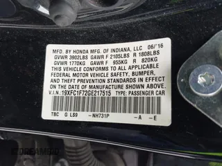 2016 Honda Civic Sedan EX-L with VIN 19XFC1F72GE217515, listed as a IAAI auction lot 41893795 with 130,703 mi miles. Bid and sale history available at carsss.com. Image 9.