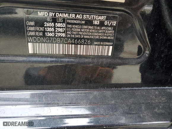 2012 Mercedes-Benz S-Class S 550 with VIN WDDNG7DB7CA466826, listed as a Copart auction lot 88154585 with 127,856 mi miles and Salvage Title. Bid and sale history available at carsss.com. Image 12.