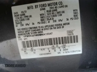 2021 Ford Explorer Limited с VIN 1FM5K8FW0MNA15547, выставлен на аукционе Copart как лот 59007205 с пробегом 21 665 миль миль и Чистый • Clean title. История ставок и продаж доступна на DreamBid. Изображение 13.