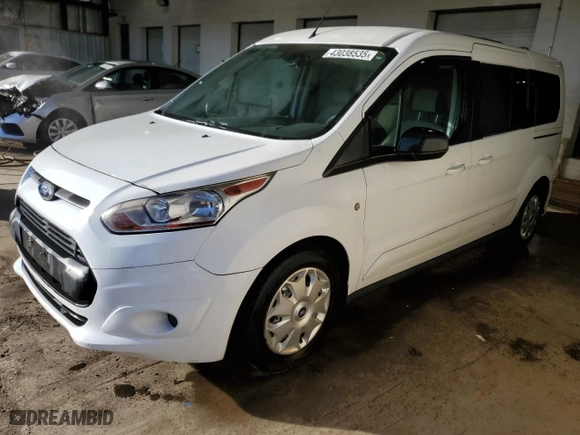 2014 Ford Transit Connect Wagon XLT with VIN NM0GS9F70E1154675, listed as a Copart auction lot 43038535 with 43,387 mi miles and Salvage Title. Bid and sale history available at carsss.com. Image 1.