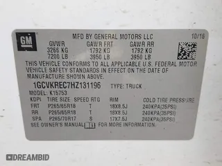 2017 Chevrolet Silverado 1500 LT with VIN 1GCVKREC7HZ131196, listed as a IAAI auction lot 42072336 with 158,140 mi miles. Bid and sale history available at carsss.com. Image 9.