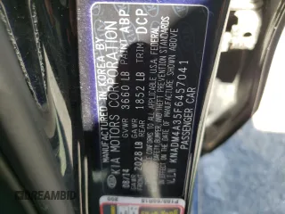 2015 Kia Rio LX with VIN KNADM4A35F6457041, listed as a Copart auction lot 54929285 with 183,431 mi miles and Clean Title. Bid and sale history available at carsss.com. Image 12.