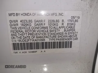 2019 Acura ILX w/Premium Pkg with VIN 19UDE2F71KA010585, listed as a IAAI auction lot 41282658 with 60,854 mi miles. Bid and sale history available at carsss.com. Image 9.