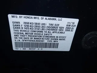 2020 Honda Pilot Touring 7-Passenger with VIN 5FNYF6H63LB032301, listed as a IAAI auction lot 38419333 with 50,433 mi miles and . Bid and sale history available at carsss.com. Image 9.