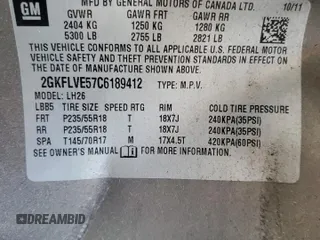 2012 GMC Terrain SLT-1 z VIN 2GKFLVE57C6189412, wystawiony jako Copart lot #57713305 z przebiegiem 92 636 mil mil oraz Szkoda całkowita • Salvage title. Historia ofert i sprzedaży dostępna na DreamBid. Obrazek 13.