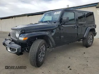 2025 Jeep Wrangler Sahara with VIN 1C4PJXEN6SW555303, listed as a Copart auction lot 63700555 with 9,684 mi miles and Clean title. Bid and sale history available at DreamBid. Image 1.